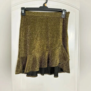 Michael Kors Ruffled Gold Sequin Sparkle Lurex Mini Skirt Size Small NWT holiday